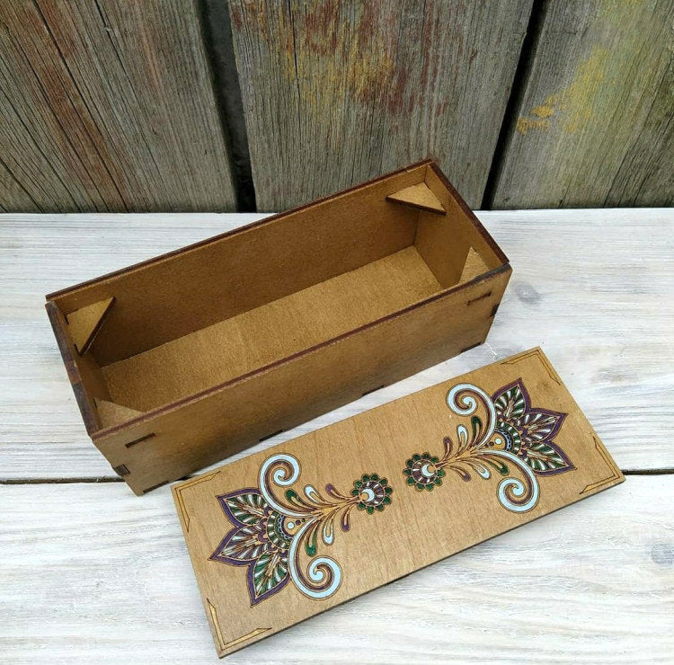 Caja Organizadora para Bordados de madera Wizardi KF057/2