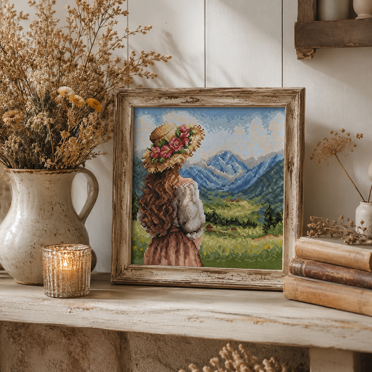 Patrón digital de punto de cruz AVA Stitch P140 Alpine Serenity – Serenidad Alpina 21,77x21,23 cm