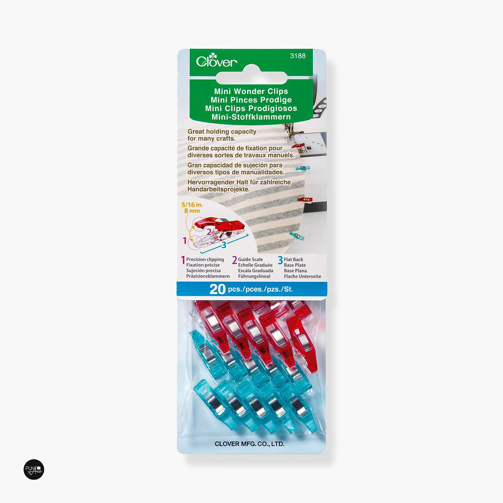 Fabric clips. 20 Piece Red and Blue Mini Wonder Clips - Clover 3188