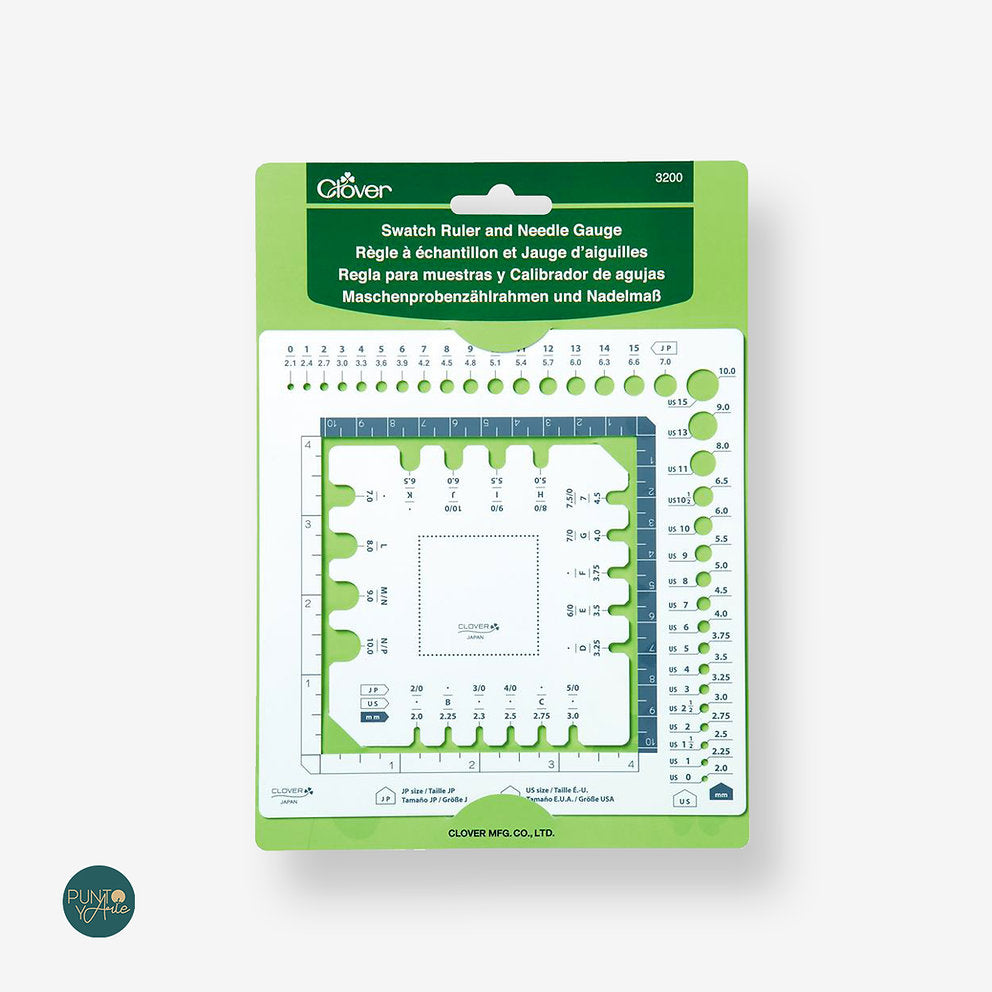 Règle d'échantillonnage et jauge d'aiguille : outil polyvalent pour tricot et crochet Clover 3200