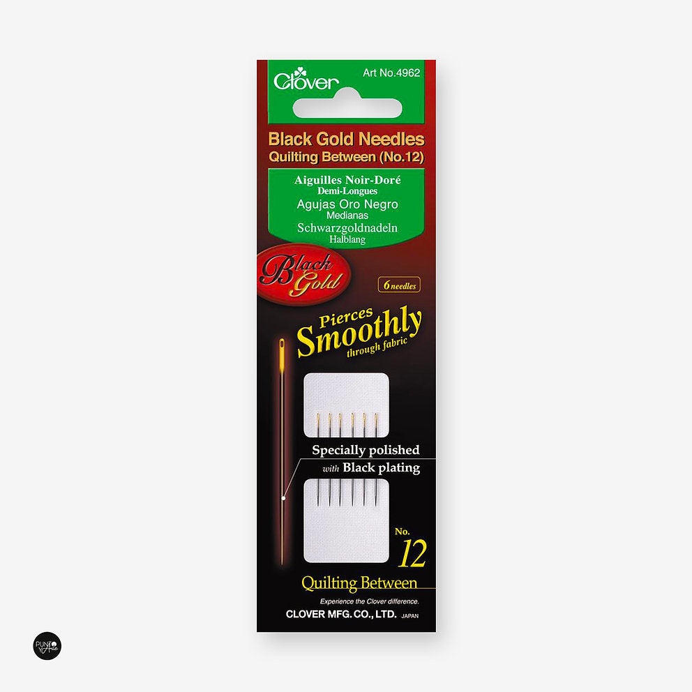 Fine black quilting needles Nº12 BLACK GOLD by Clover 4962