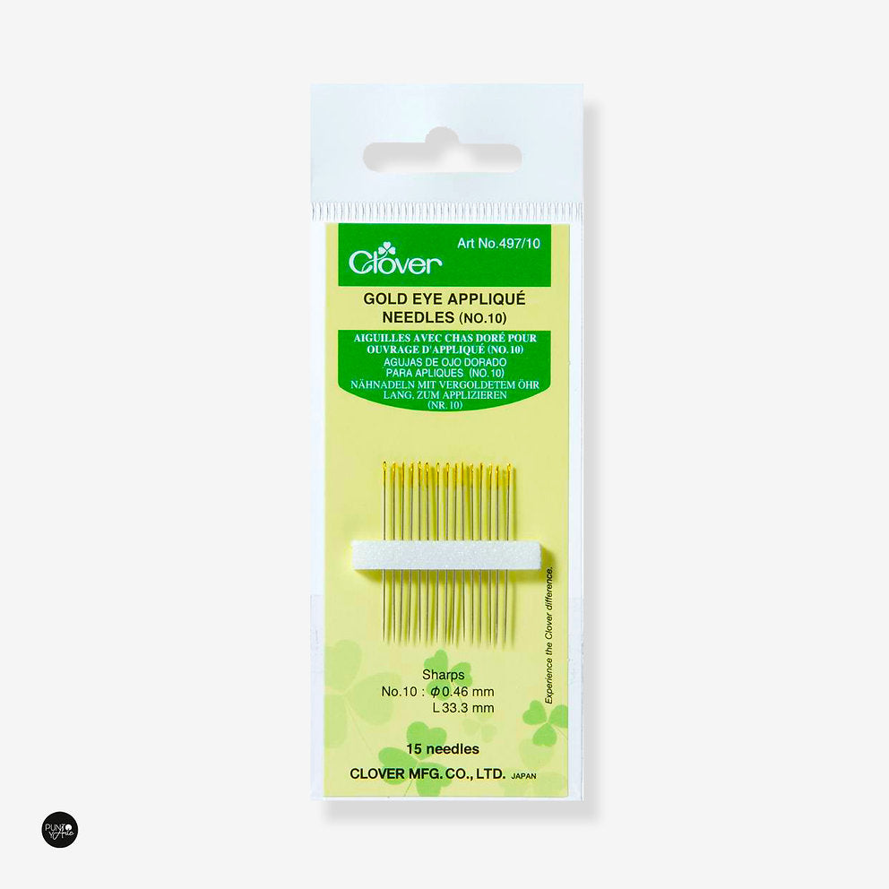 Aiguilles pour appliqués Golden Eye n°10 Clover 497/10 - Précision et qualité à chaque point
