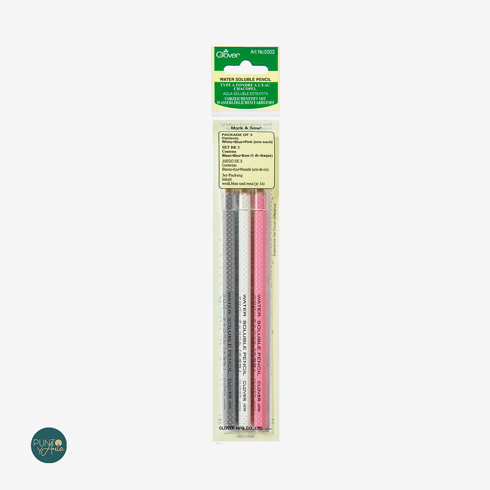 Clover 5003 Crayons solubles dans l'eau pour tissus - Lot de 3 couleurs