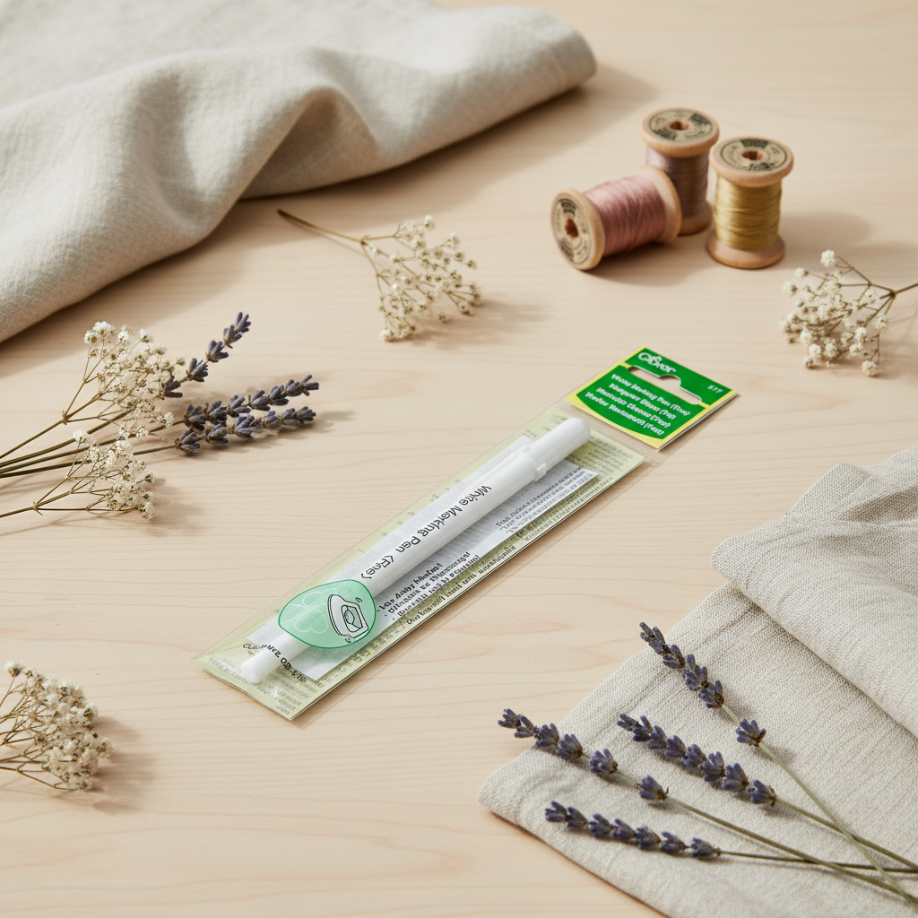 Marcador Fino de Color Blanco - Herramienta Versátil para Marcar Tejidos Clover 517