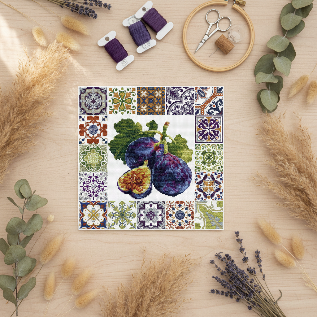 Kit de punto de cruz Luca-S “Mediterranean Fig Mosaic” B7057