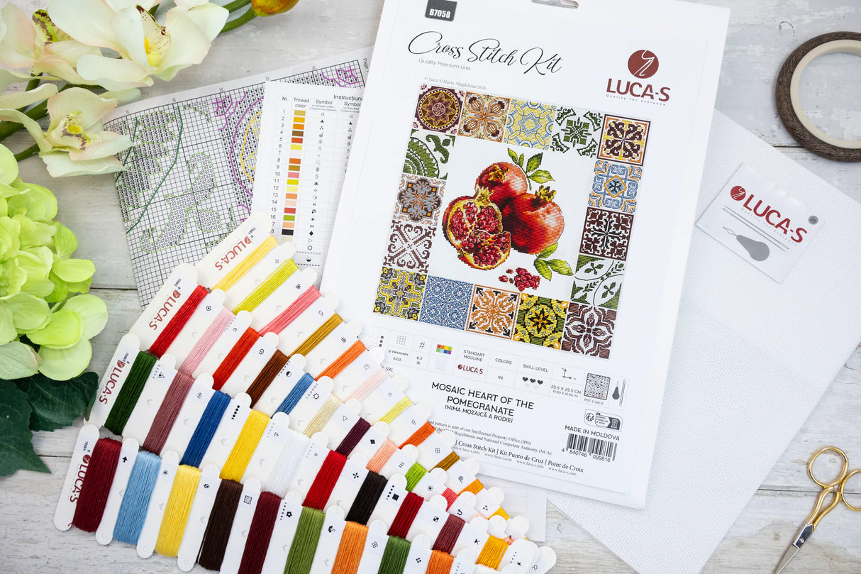 Kit de punto de cruz Luca-S “Mosaic – Heart of the Pomegranate” B7058