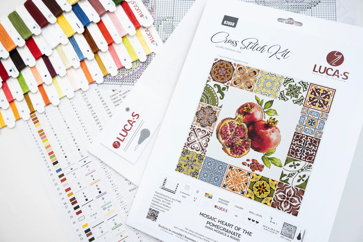 Kit de punto de cruz Luca-S “Mosaic – Heart of the Pomegranate” B7058