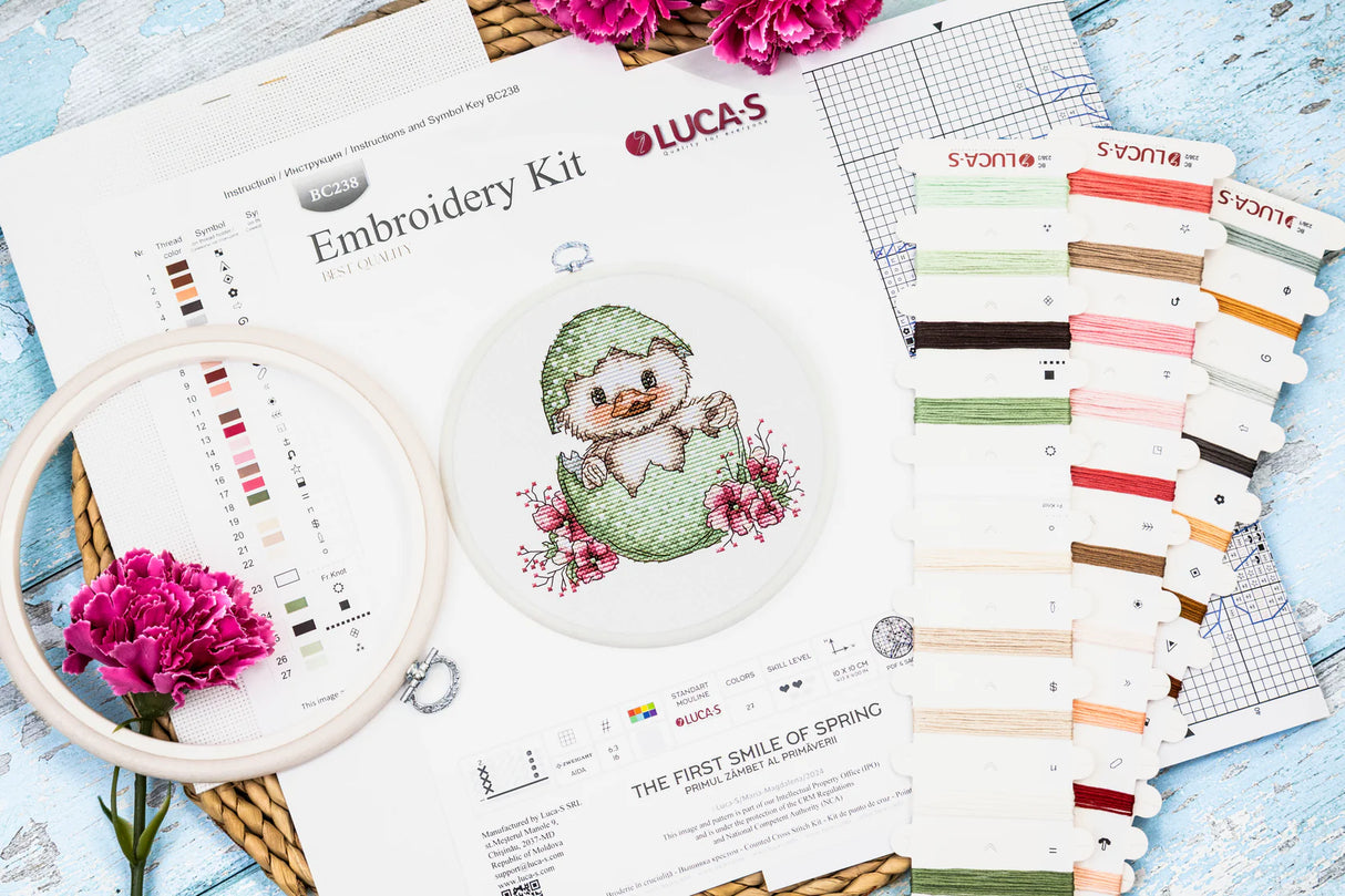 Kit de punto de cruz con bastidor incluido Luca-S “La primera sonrisa de primavera” BC238