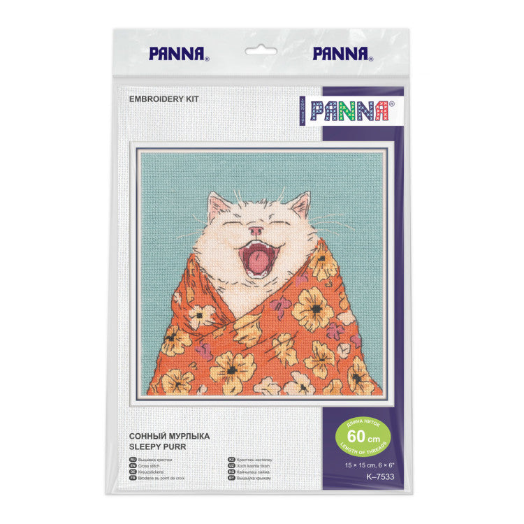 PANNA “Sleepy Cat” Cross Stitch Kit PK-7533 – Sleepy Cat