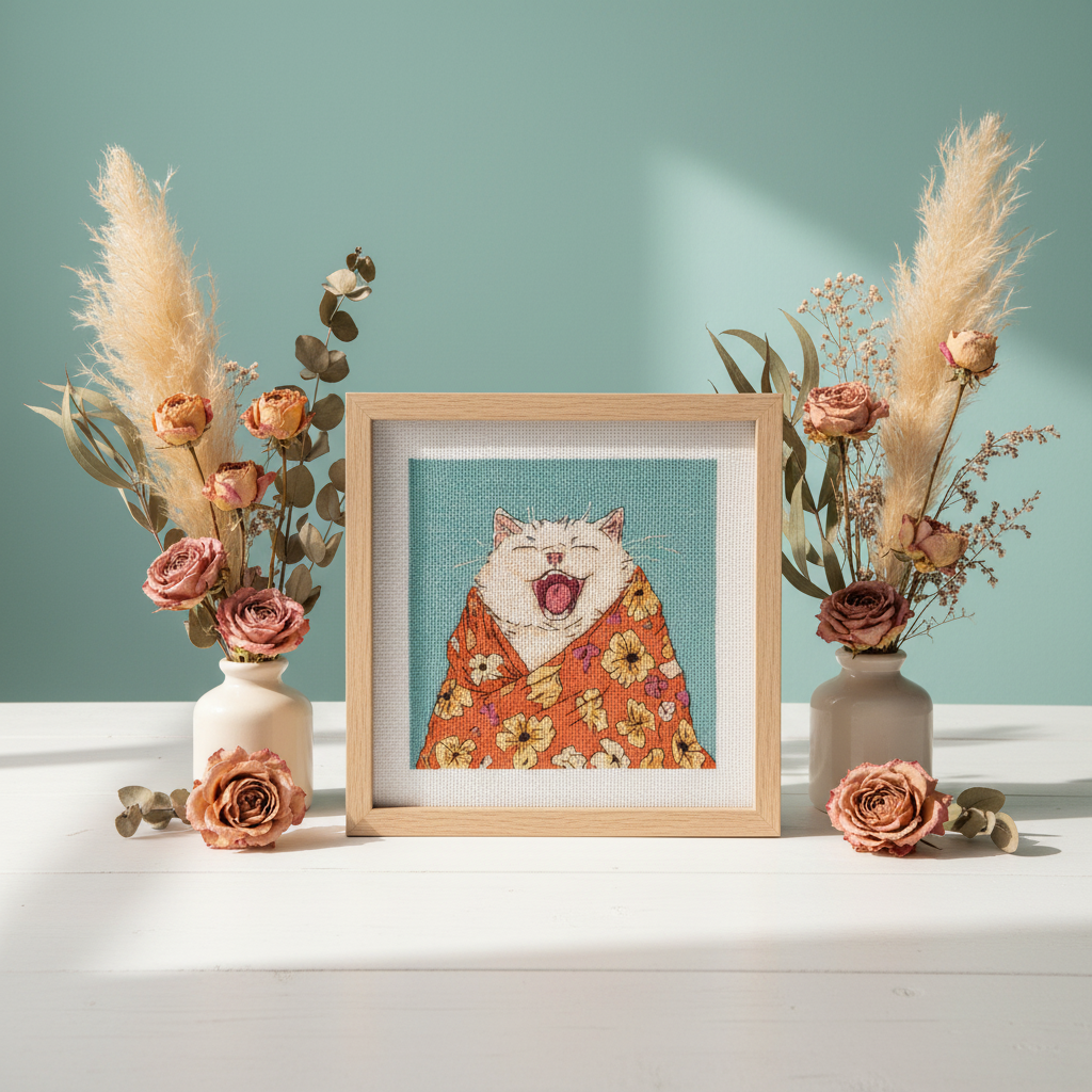PANNA “Sleepy Cat” Cross Stitch Kit PK-7533 – Sleepy Cat