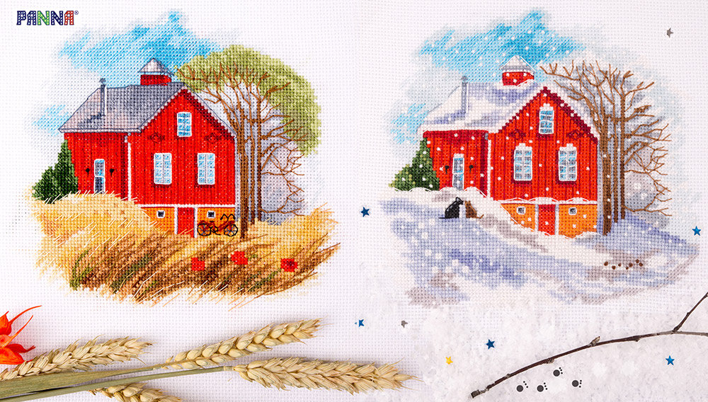 Estaciones: Otoño y Invierno - Panna - Kit de punto de cruz DE-7002