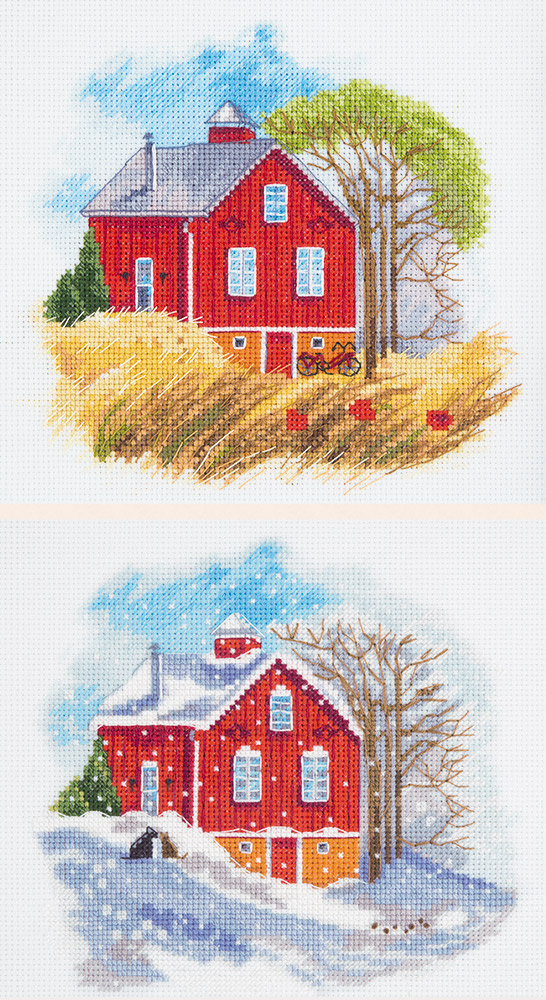 Estaciones: Otoño y Invierno - Panna - Kit de punto de cruz DE-7002