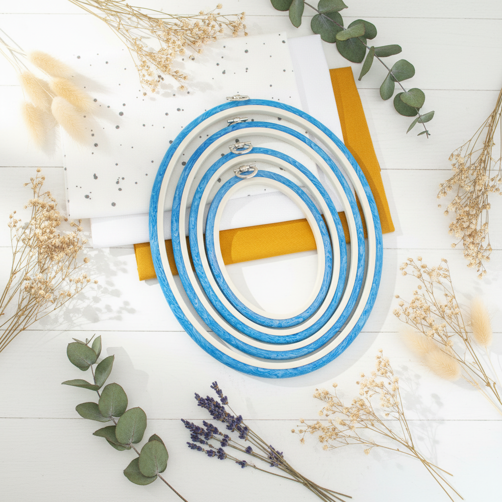 Nurge Oval Flexi Hoop Frame: Charming Blue to Enhance and Display Your Embroidery