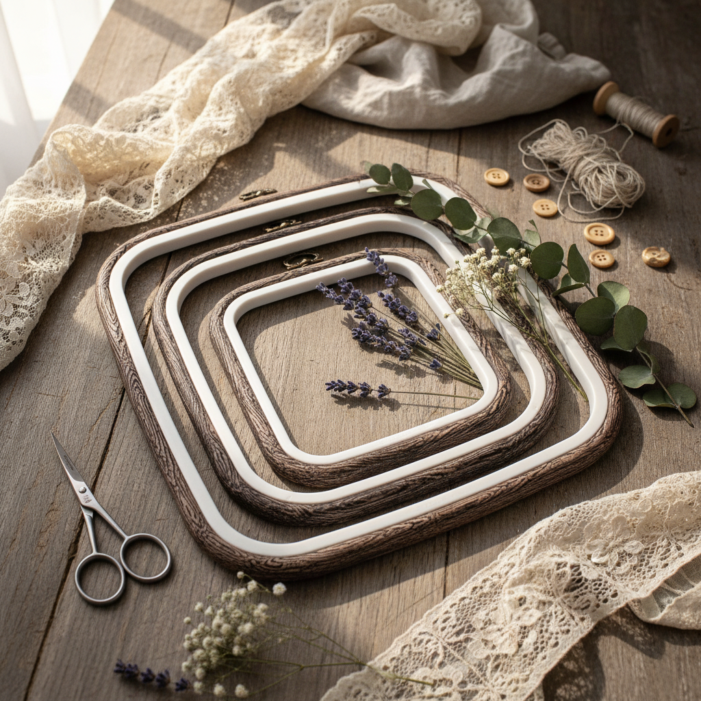 Bastidor-Marco Cuadrado Flexi Hoop de Nurge: Elegancia y Funcionalidad en Color Marrón Oscuro