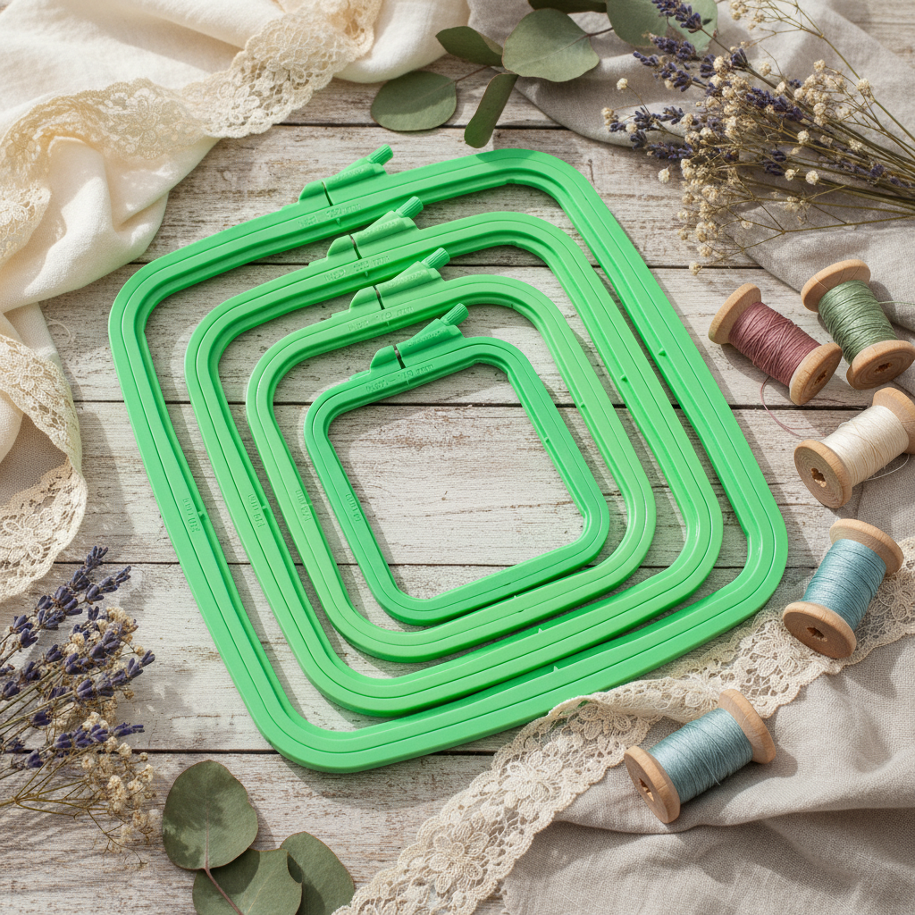 Nurge Green Square Frame: Precision and Elegance in Every Stitch