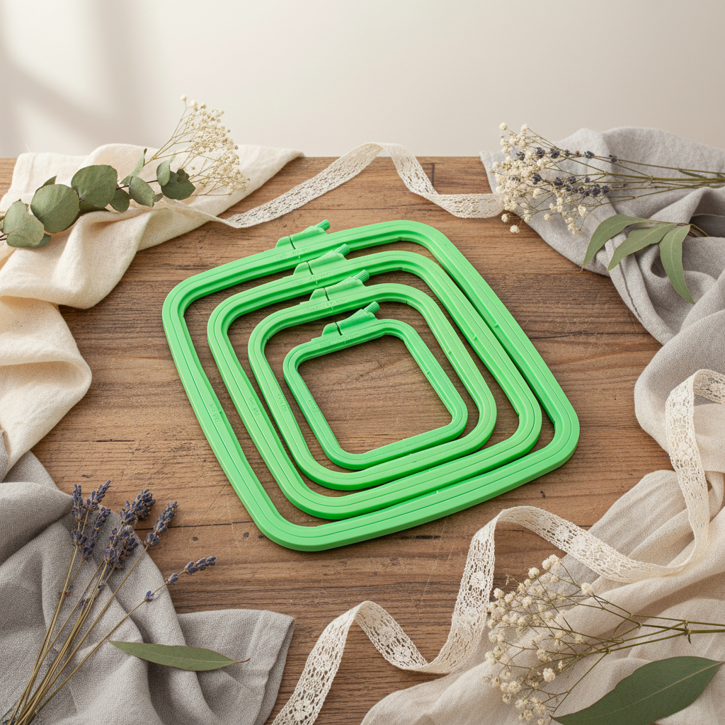 Nurge Green Square Frame: Precision and Elegance in Every Stitch