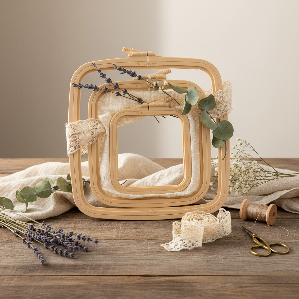 Bastidor Cuadrado Beige de Nurge: Elegancia y Precisión en Cada Puntada