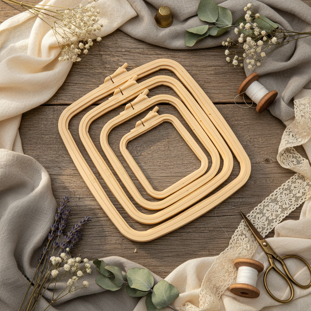 Bastidor Cuadrado Beige de Nurge: Elegancia y Precisión en Cada Puntada