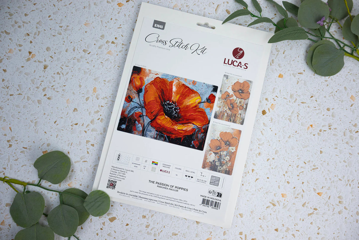 Kit de point de croix Luca-S - « La passion des coquelicots » (B7045)