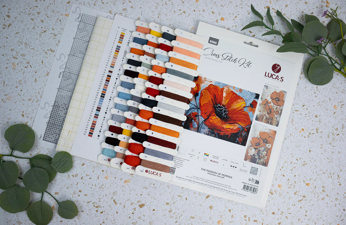 Kit de point de croix Luca-S - « La passion des coquelicots » (B7045)