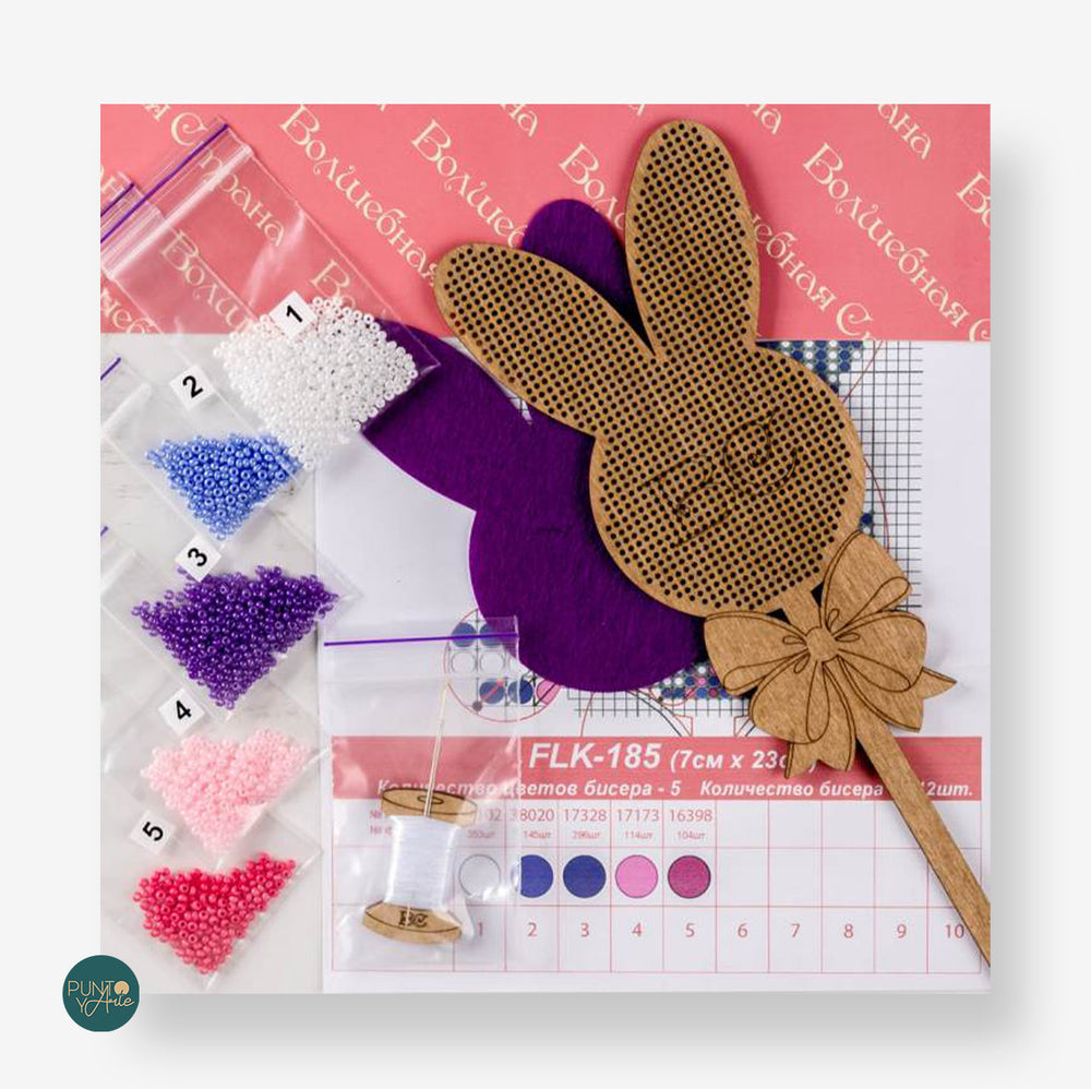 FLK-185 Lapin - Kit avec Perles - Bois