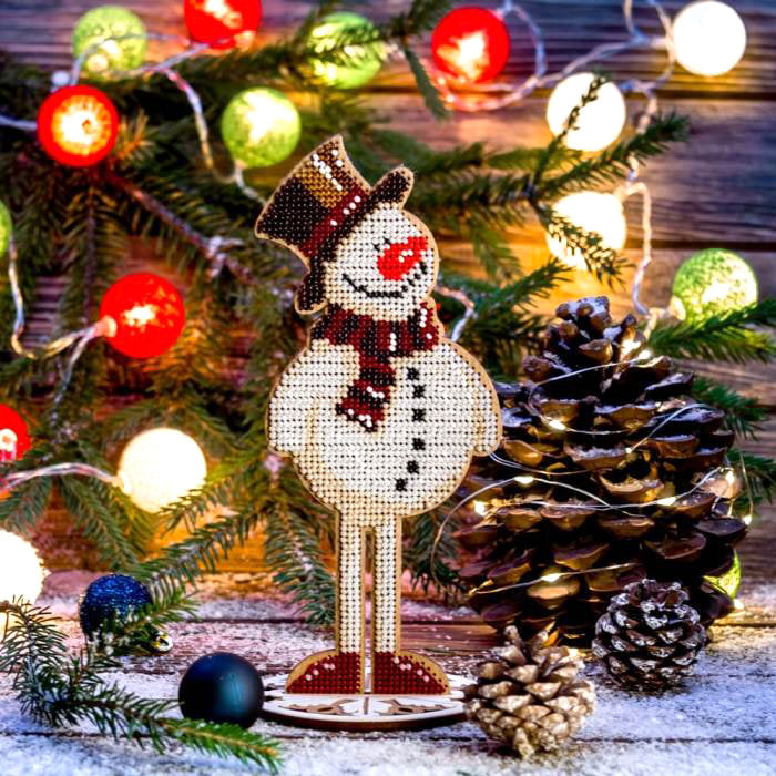 FLK-206 Bonhomme de neige - Kit avec perles - Bois