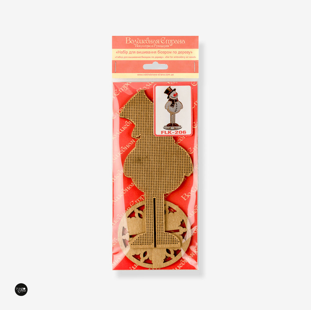 FLK-206 Bonhomme de neige - Kit avec perles - Bois