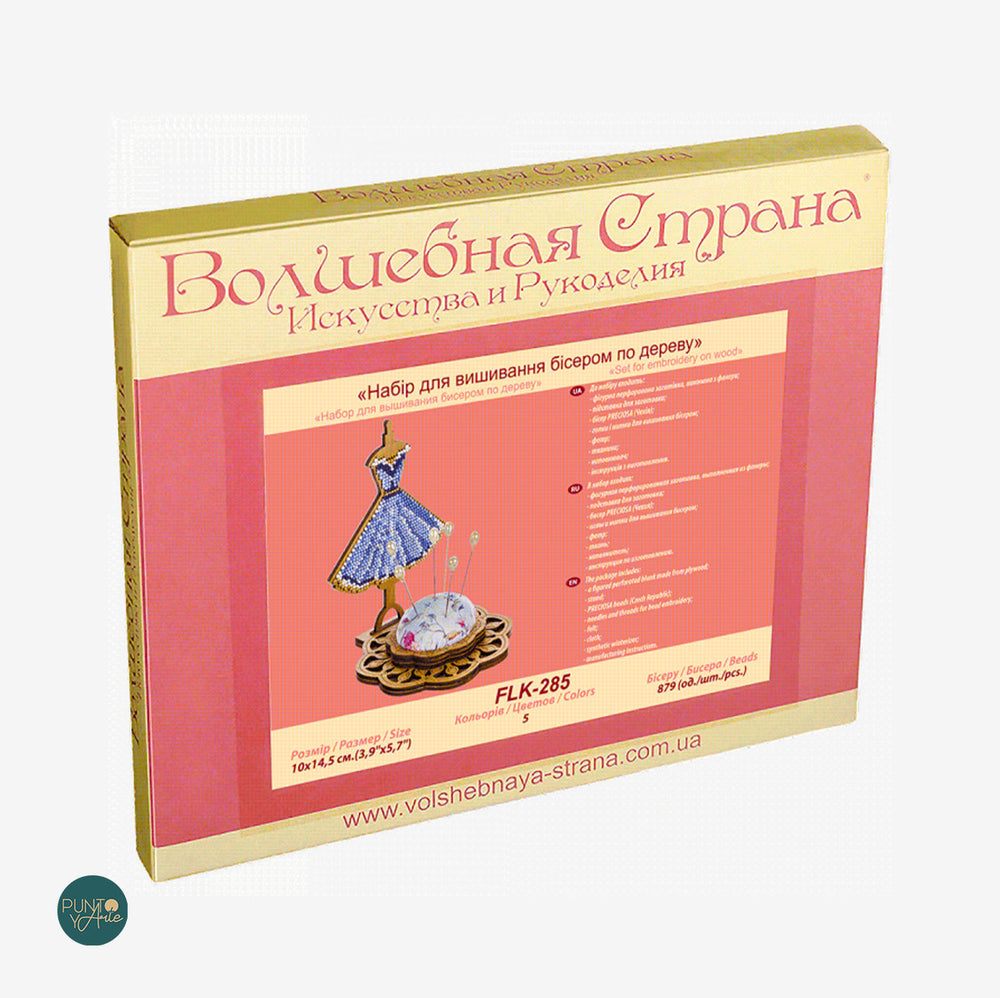 Kit coussin à épingles « Robe élégante » avec perles et bois - FLK-285 par Volshebnaya Strana