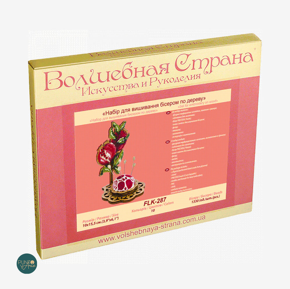 FLK-287 Coussin à épingles - Grenades - Kit avec perles - Bois