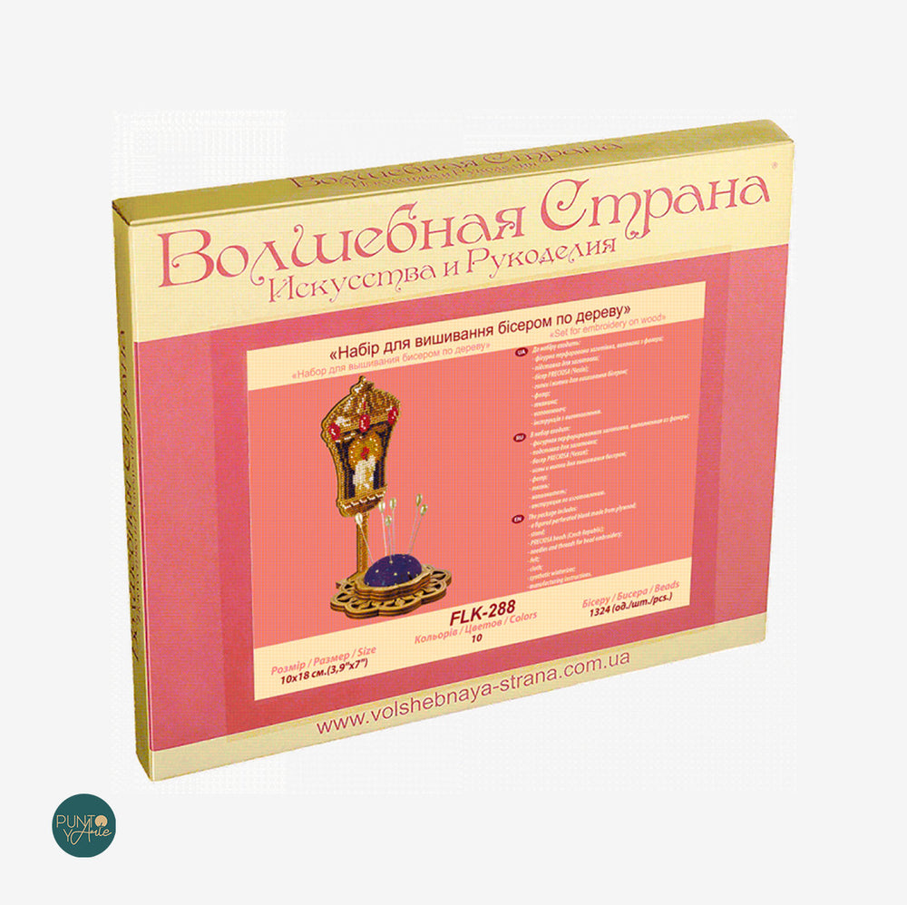 FLK-288 Coussin à épingles - Lanterne - Kit avec perles - Bois