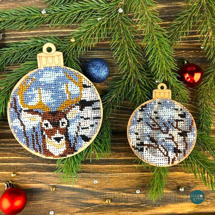 FLK-303 Boule de Noël - Kit avec perles - Bois