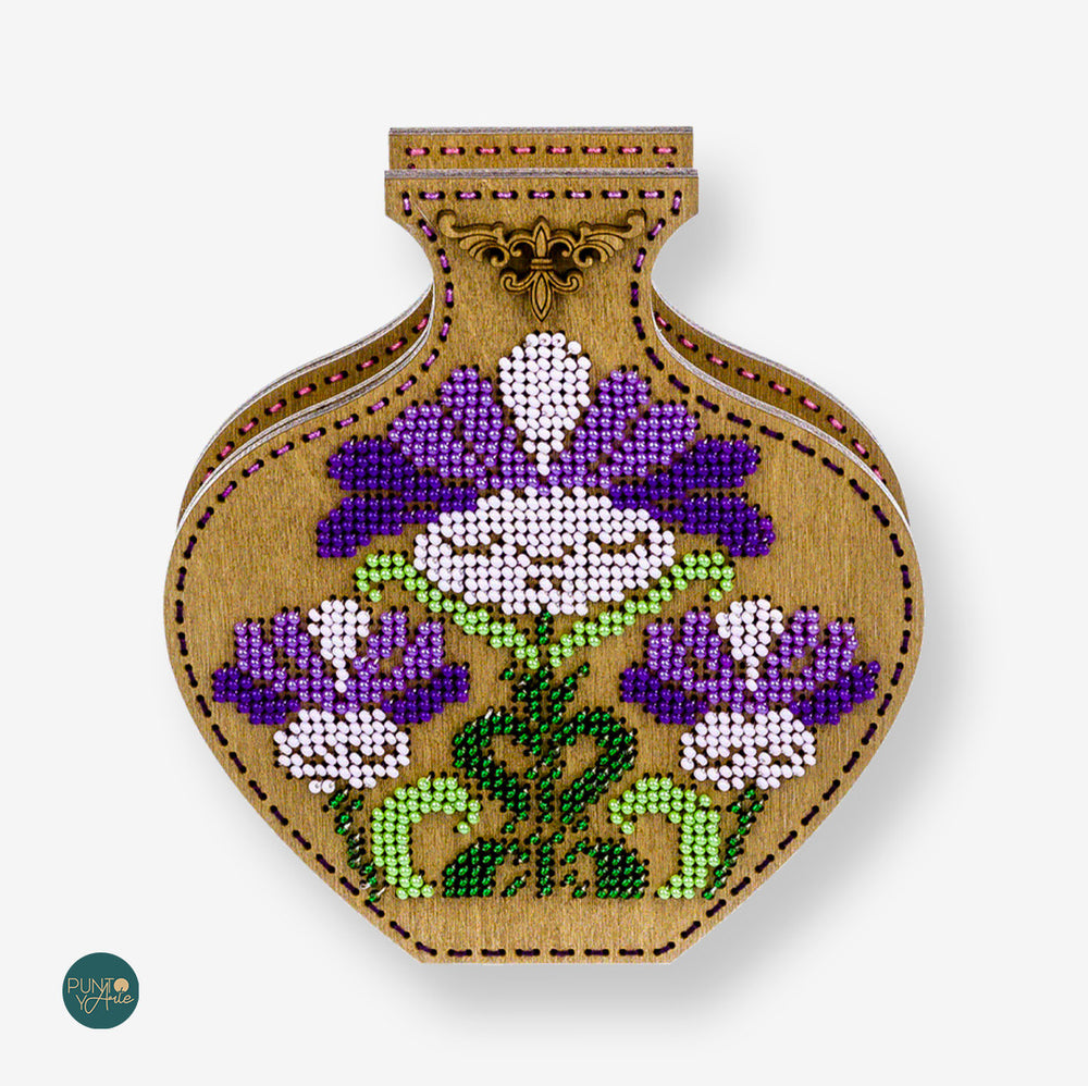 FLK-344 Jarron - Kit con Abalorios - Madera