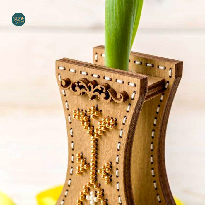FLK-345 Vase - Kit with Beads - Wood