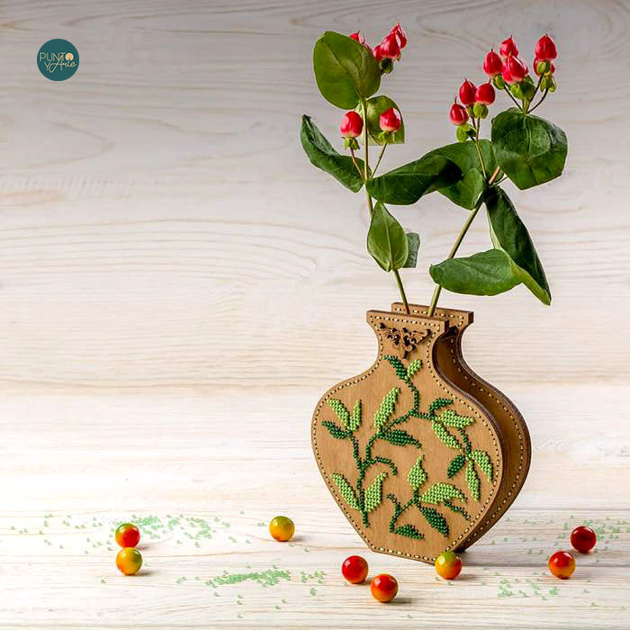 FLK-347 Vase - Kit with Beads - Wood