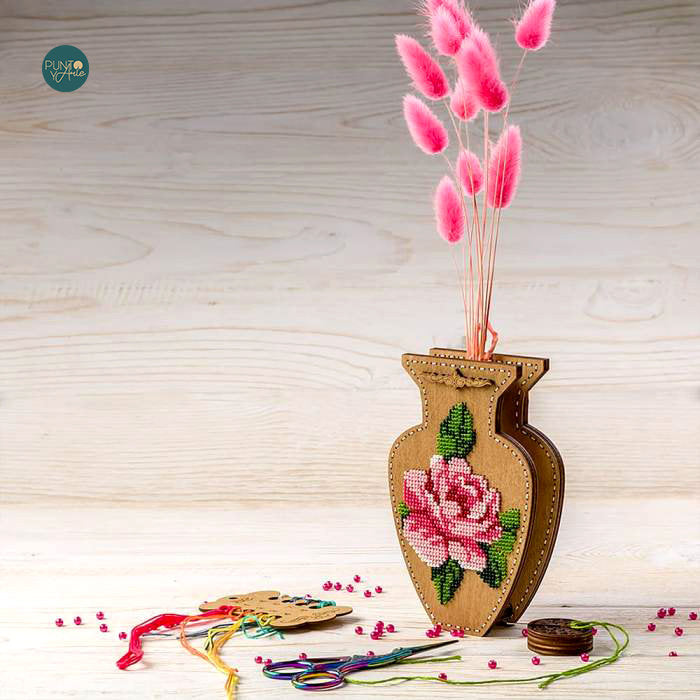 Vase FLK-350 - Kit avec perles - Bois