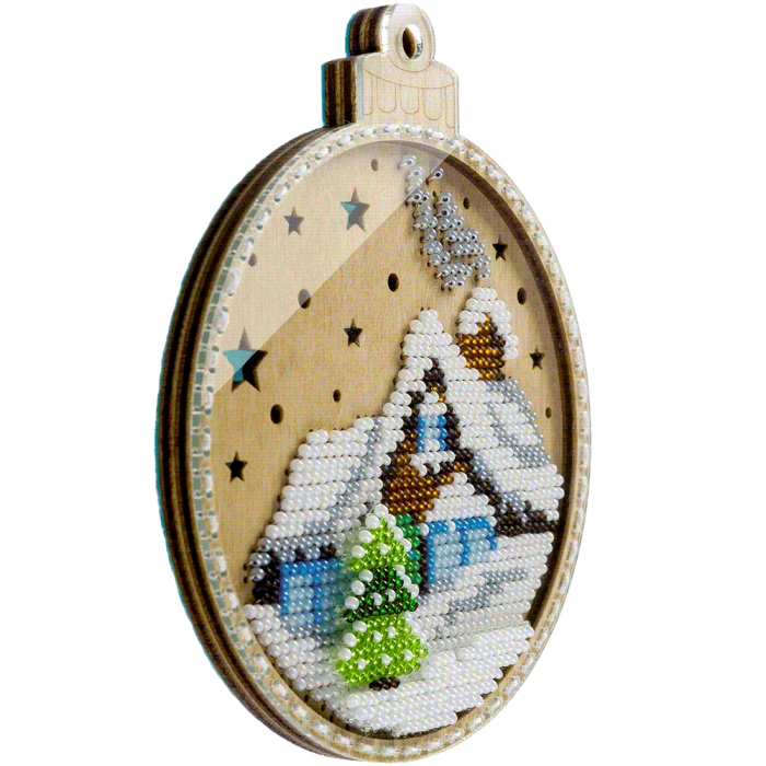 FLK-366 Décoration de Noël - Kit avec perles - Bois