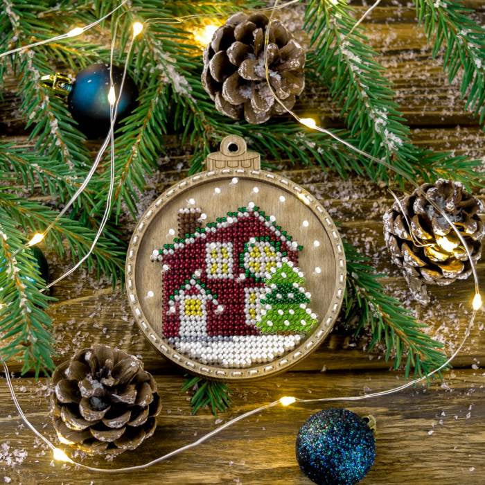 FLK-369 Décoration de Noël - Kit avec perles - Bois