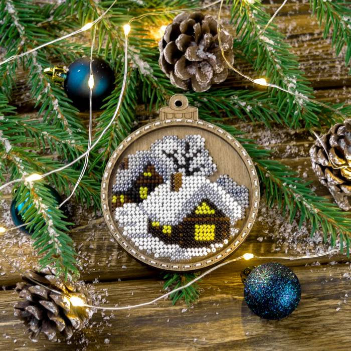 FLK-370 Décoration de Noël - Kit avec perles - Bois