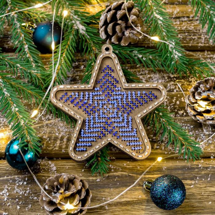 FLK-373 Décoration de Noël - Kit avec perles - Bois
