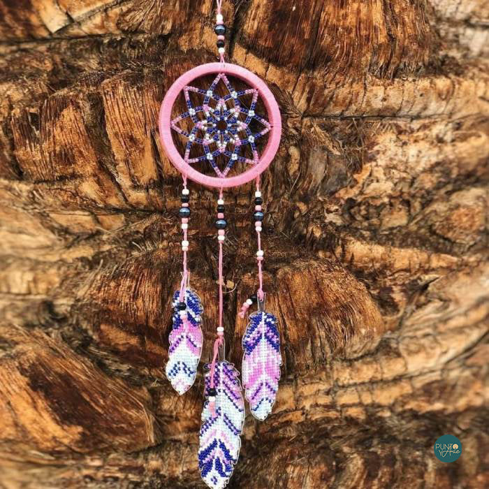 FLPL-027 Attrape-rêves rose - Kit avec perles