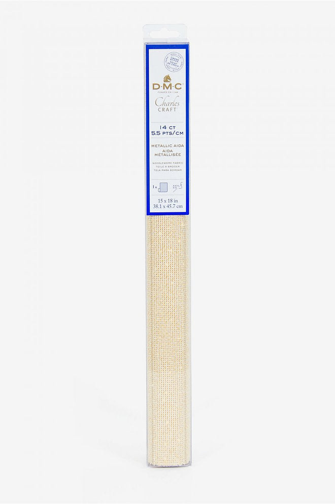 Metallic Aida Embroidery Fabric 14ct DMC - Elegant Golden Glitter 38x45cm