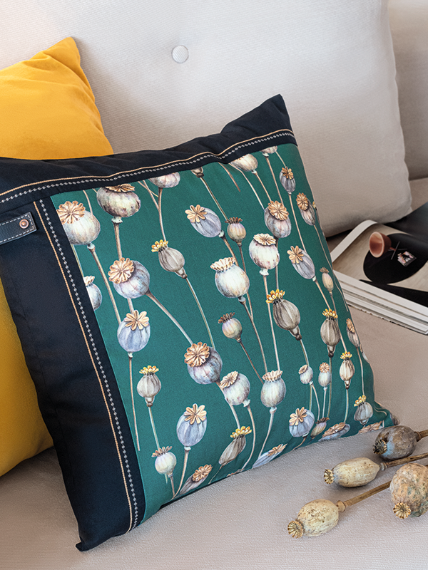 Tela Gütermann Good Vibes algodón estampado floral verde cojin