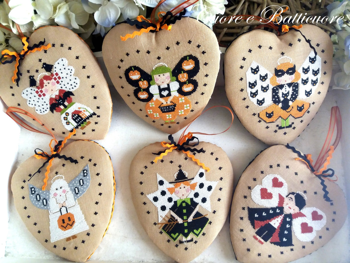 Halloween con gli Angeli - Cuore e Batticuore - Esquema Punto de Cruz