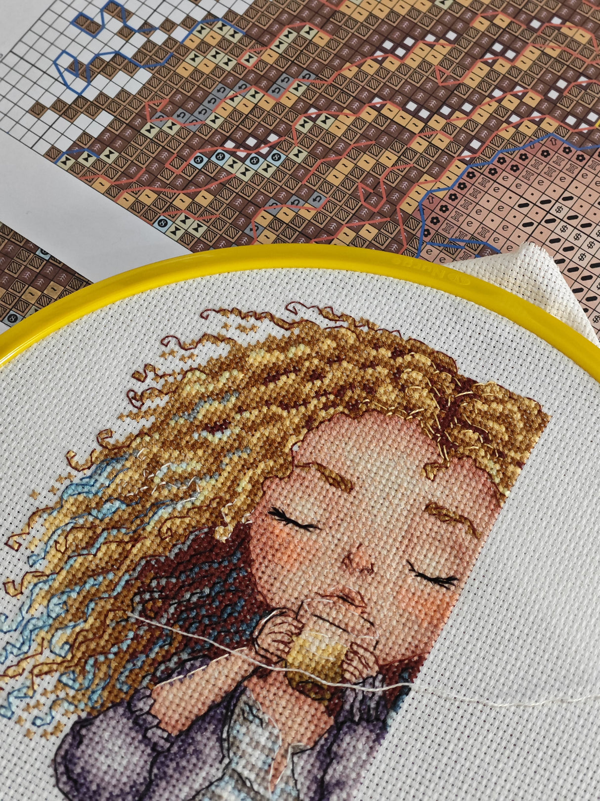Coffee Time - Kit de tricot et de point de croix artistique P006