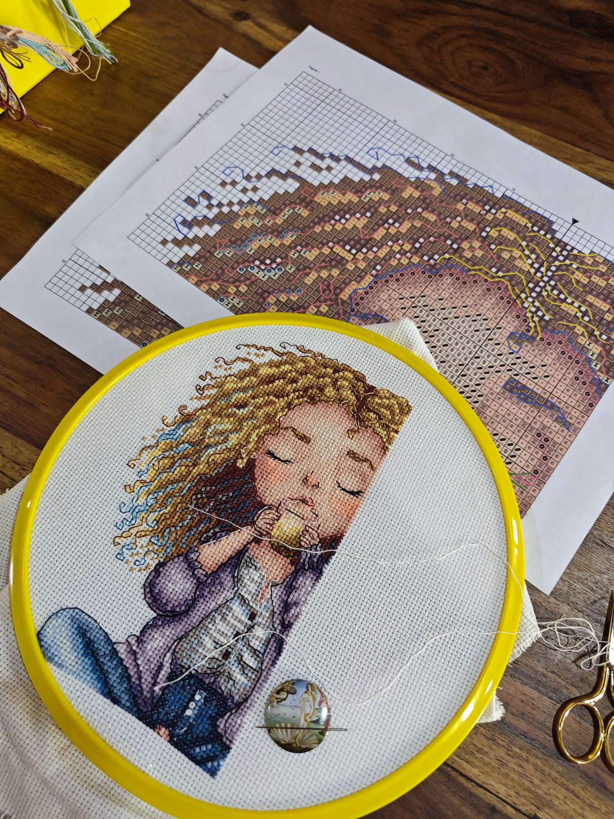 Coffee Time - Kit de tricot et de point de croix artistique P006