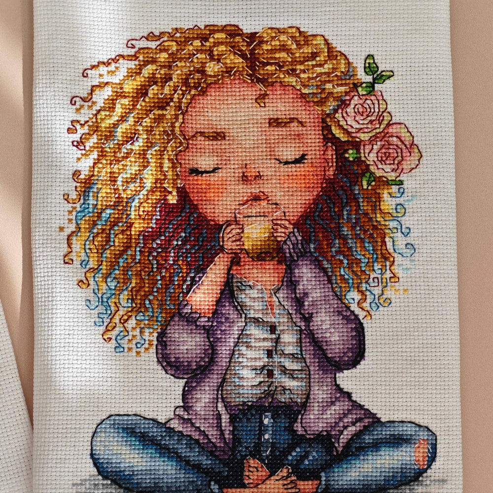 Coffee Time - Kit de tricot et de point de croix artistique P006