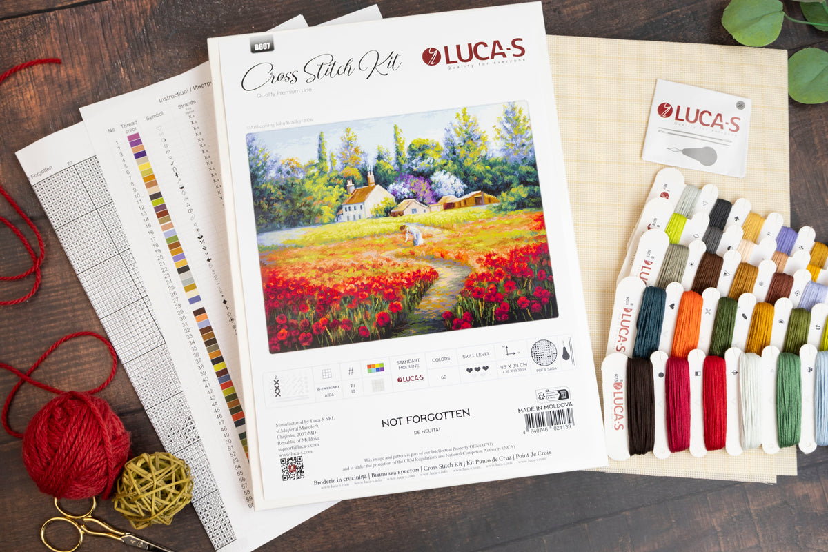Kit de punto de cruz Luca-S B607 Not Forgotten – contenido y detalles del kit (3)