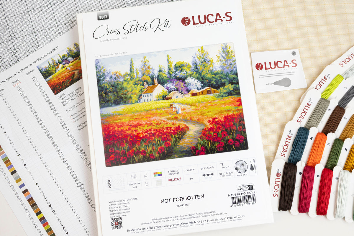 Kit de punto de cruz Luca-S B607 Not Forgotten – contenido y detalles del kit (4)
