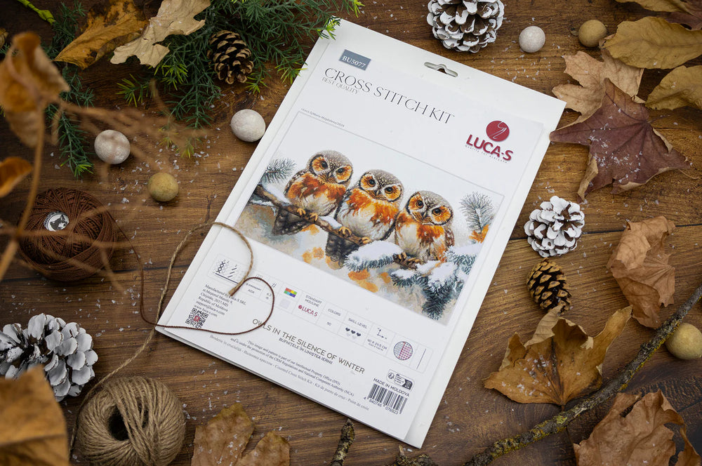 Kit de point de croix Luca-S - « Hiboux dans le silence de l'hiver » (BU5077)