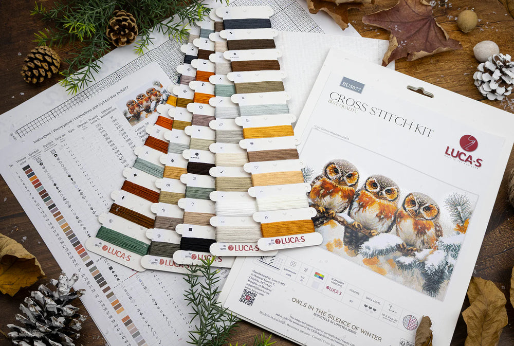 Kit de point de croix Luca-S - « Hiboux dans le silence de l'hiver » (BU5077)